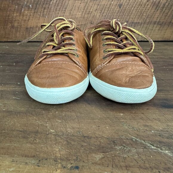 Frye Mindy Brown Leather Low Top Sneakers - Picture 3 of 11